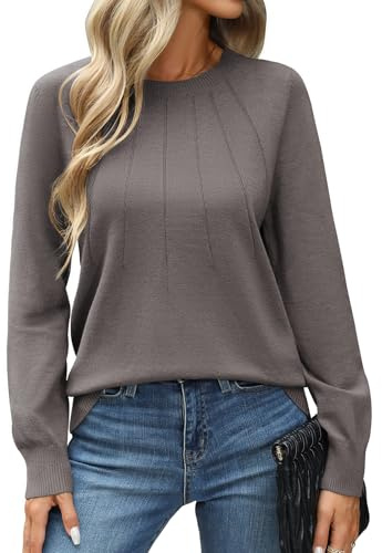 CMTOP Damtröjor långärmade toppar damer lätt elegant stickad jumper höst vinter vardaglig rund hals lös tröja pullover sweatshirts