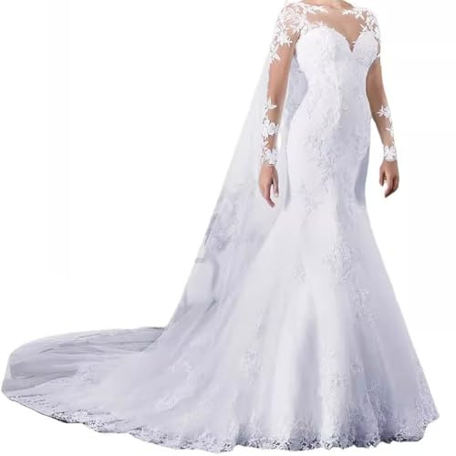 Leeonway Abiti da Sposa Sirenas, Abiti da Sposa Curvy, vestire Donna Eleganti Vestiti da Matrimonio