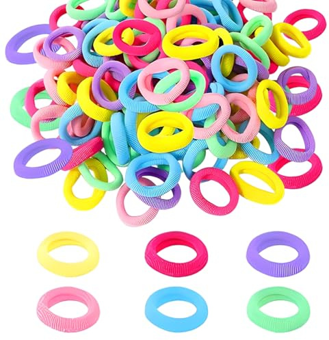 LACHT 300 Stück Haargummi Mädchen, 3cm Bunte Zopfgummis Pferdeschwanz Haarband Elastische Haar Gummiband für Weihnachten Geschenke Baby Kinder Mädchen