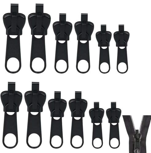 IWIDYA Reisverschluss-zipper ersatz,12-teilig. Abnehmbare Reißverschluss-Schieber in 3 Größen. Universeller Reißverschluss-Zipper Ersatz für Jacken, Rucksäcke, Koffer & mehr.
