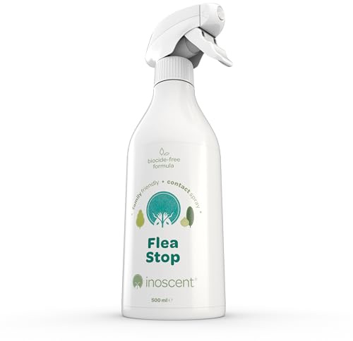 Inoscent Stop Pulci 500 ml | Spray antipulci senza biocidi | Efficace al contatto contro pulci in casa | Casa, tappeti e cucce | Inodore e antimacchia | Sicuro per ambienti con bambini e animali