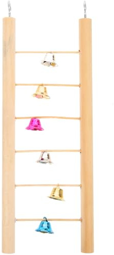 TOPBATHY Échelle à Oiseaux Jouet d'escalade en Bois Beige Résistante à l'usure et Activité Physique pour Perroquets et Perruches pour Cage à Oiseaux