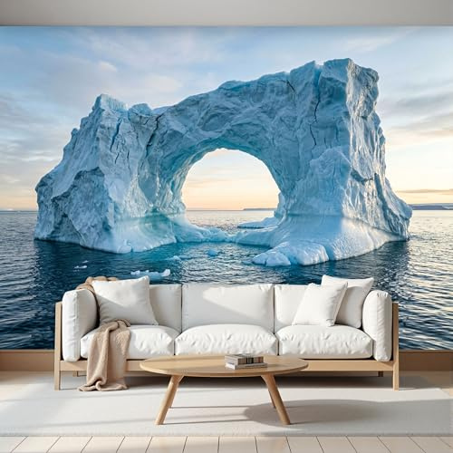 Azul Grisáceo Mural de Papel Tapiz de Seda con Iceberg Natural – Fotomural Decorativo Natural para Sala, Dormitorio Infantil o Adulto – Fotografía Naturaleza Diseño, 250 x 175 cm