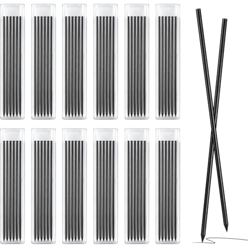 72 Pièces Mine Crayon Chantier 2,8 mm Recharges de Crayons de Charpentier Solides Remplacement Réutilisables Résistantes Recharges de Graphite Charpentier pour Dessin D'Architecte Croquis Marquage