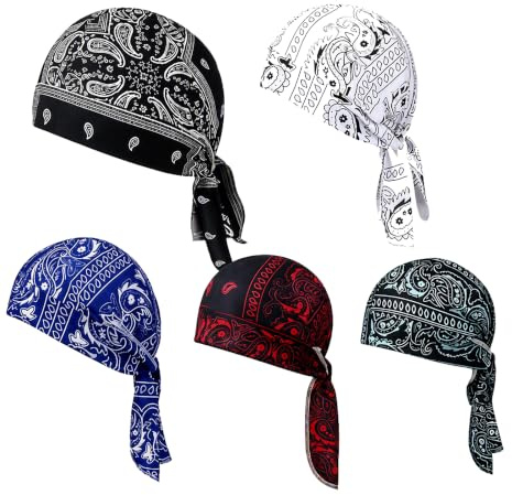 KERYBW 5 piezas de pañuelo para la cabeza refrescante, gorro refrescante transpirable para mujer y hombre, gorra elástica para casco de verano, deporte, motocicleta, ciclismo, estampado Paisley