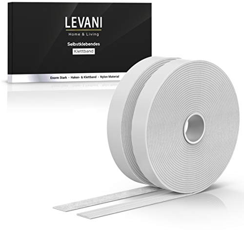 Levani® Premium Klettband Selbstklebend (8 Meter) - Doppelseitiges Klettband extra stark - Klettverschluss Selbstklebend mit starkem Halt - 20mm Breites Klettstreifen - Dual lock Klettband (Weiß)