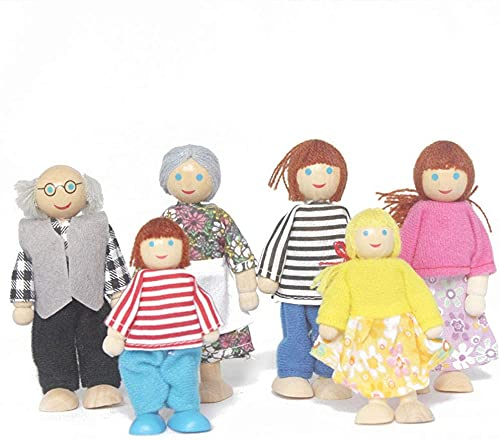GIVBRO Lot de 6 maisons de poupées en bois pour enfants - Jouet pour la famille - Cadeau d'anniversaire