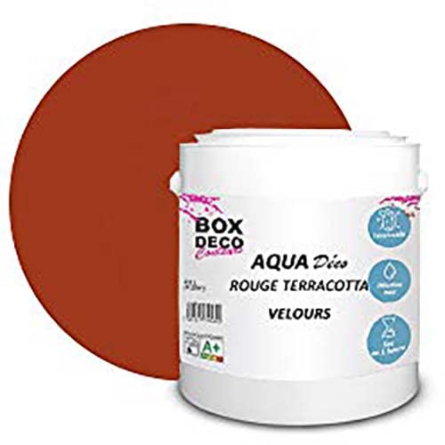 BOX DECO COULEURS Peinture murale acrylique aspect velours Aqua Déco - 2,5L, Rouge Terracotta