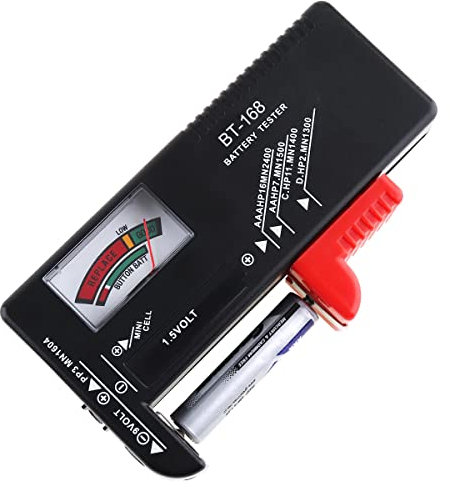 Smgda Comprobador de batería universal Medidor Pilas Comprobador de batería pequeña prueba de batería para AAA AA C D 9V 1.5V pila de botón pilas domésticas