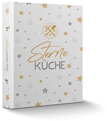 itenga Rezeptringbuch Rezeptordner A4 Motivdruck Sterneküche 2-Ring-Mechanik - Kochrezepte-Ringbuch 35mm breit