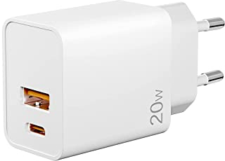 20W Chargeur USB C Rapide, YHEMI Chargeur Rapide USB A & USB C 2 Ports PD et QC3.0 Adaptateur Chargeur Secteur Mural pour IPhone, Pad, Samsung Galaxy, Xiaomi, Huawei et Plus