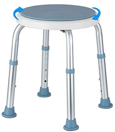 CHEWYNP Tabouret de Bain Rond Rotatif pour Baignoire/Douche avec siège pivotant Chaise élévatrice de Baignoire Portable réglable en 6 hauteurs Aide au Transfert pour Personnes âgées, Handi