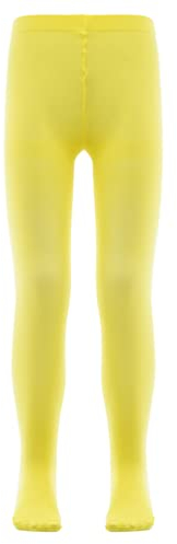 HULIJA Mädchen Strumpfhose mit Socks Kinderstrumpfhose Ballettstrumpfhose Tanzstrumpfhose Ballett Tanz Gymnastik Einfarbig Gelb 122-128