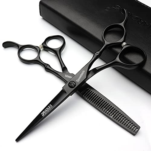 6/7/7.5 poucesciseaux professionnels de salon japonais de + ciseaux à effiler Noir (6 pouces 2 pièces-E)