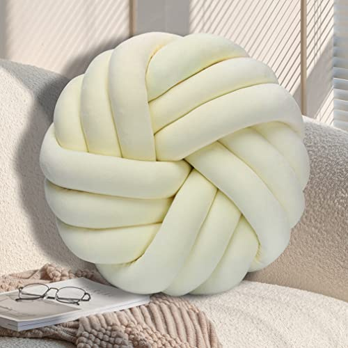 GYCS Cuscino morbido in peluche a forma di nodo, cuscino decorativo per la casa, per divano letto, beige, 30 cm