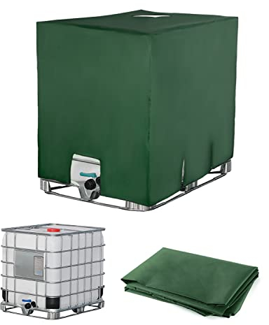 IBC Copertura per Serbatoio dell'acqua 1000 litri, serbatoio acqua piovana telo protettivo, antipolvere anti-UV copertura per serbat, cisterna acqua piovana protezione (120 x 100 x 116 cm, verde)