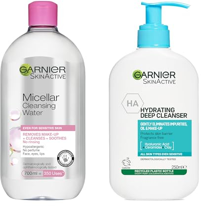 Double Cleanse Power Duo: Garnier Micellar Water + Gentle Cleanser - Deep Cleansing Skincare Set