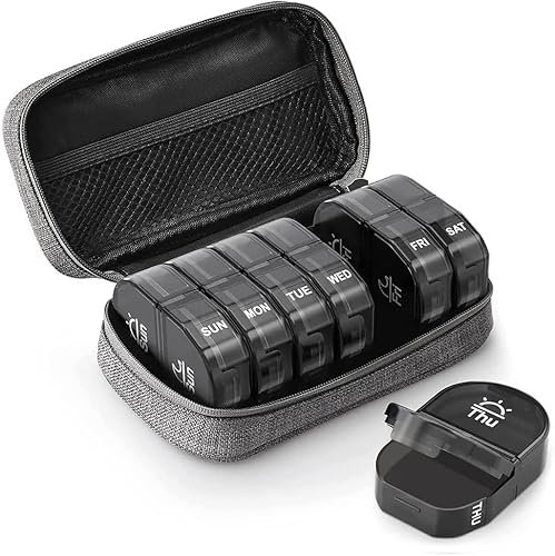 Organizzatore settimanale di pillole, 7 giorni mattina sera, 7 giorni 2 scomparti, scatola for medicinali portatile for conservare compresse, portapillole, distributore settimanale, portapillole setti