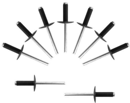 ALLCLEAN (100 pcs) 3/16 * 5/8 Large Flange Open End Black Aluminum Blind Rivets,4.8 * 16 Pop Blind Rivet