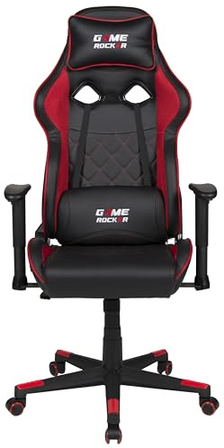 GAME ROCKER Gaming Stuhl G-20 Kunstleder schwarz/rot, bis 110 kg belastbar