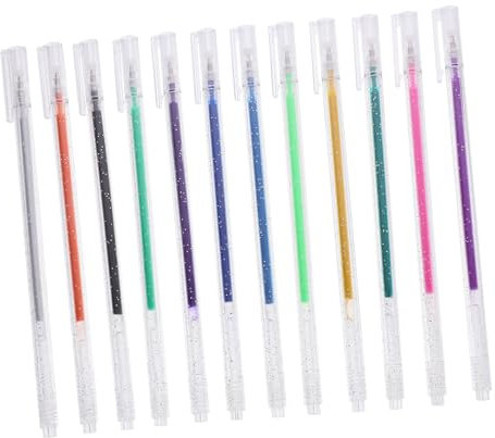 DIYEAH 12pcs Glitter Gel Pens for Boys and Girls Highlighters Paint Pens Fluorescent Tips for Drawing Scrapbooking