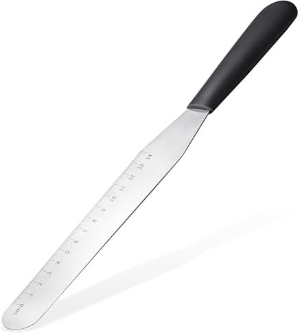 U-Taste Glasurspachtel, Torten Palettenmesser mit 20 cm gerader Edelstahlklinge, Streichpalette mit rutschfestem PP-Griff zum Dekorieren von Kuchen, Backen, Gebäck, Creme, Butter (Schwarz)