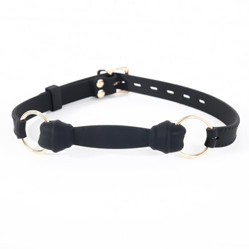 Kutocesy Silicone Bdsm Bocca Bavaglio Palla Regolabile Cane Osso Bocca Bavaglio Per Le Donne Fetish Bondage Giocattoli Del Sesso (Black)