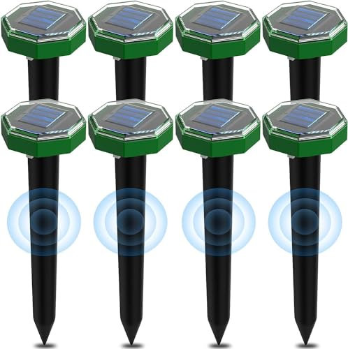 Taupe Ultrason Solaire 8 pièces,Anti Taupe Ultrason Solaire avec IP65 Imperméable,À Utiliser à l'extérieur ou dans Le Jardin pour repousser Les Taupes