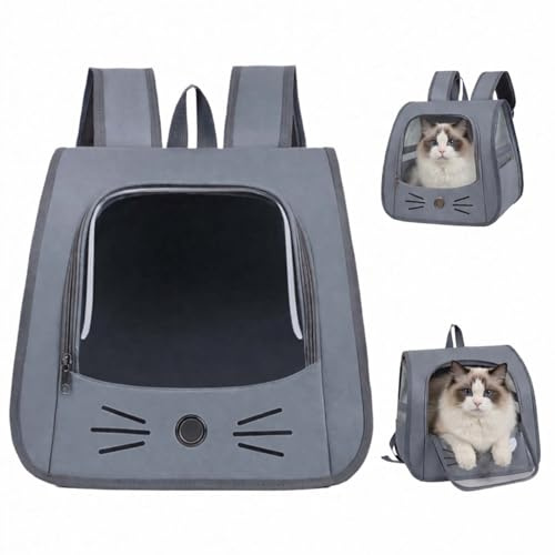 Sac Transport Chat,35×35×25cm Sac à Dos pour Animal,Sac pour Chat Pliable Portable,Sac à Dos pour Animal de Compagnie,pour Les Petits Animaux domestiques tels Que Les Chats et Les Chiens (Gris)