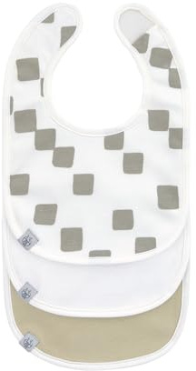 LÄSSIG Set de bavoirs pour bébé (3 pièces) Bavoirs pour nouveau-né Fermeture autoagrippante GOTS/Newborn Bib Set GOTS Happy Fruits light khaki