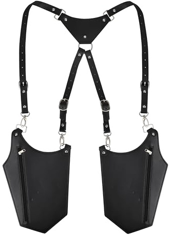 Faxianther Sac Harnais Poitrine Homme Médiéval Sac Steampunk en Cuir PU Pochette sous les Bras Portable