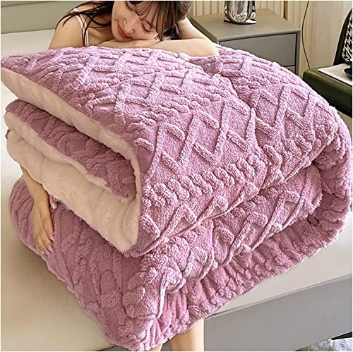 Trapunta invernale, addensare coperta in cashmere di agnello caldo, coperta in lana di agnello invernale, coperte pesanti per letto matrimoniale invernale, coperta in pile di biancheria da letto per