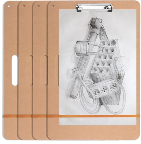 4Pcs Artist Drawing Board with Handle 45 * 30cm A3 Clipboard Portable Wooden Sketch Drawing Sketching Board with Clip for Class Studio Painting Indoor Outdoor﻿