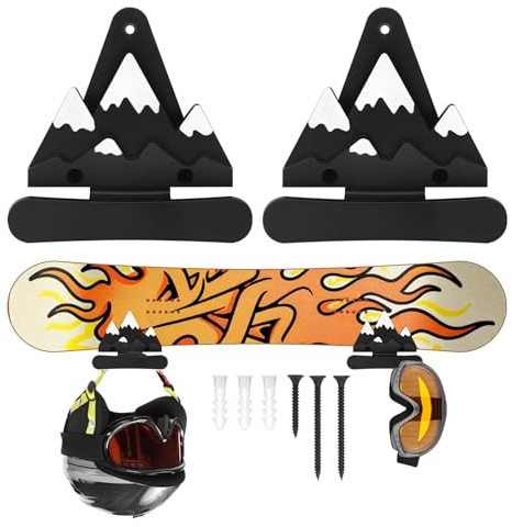 Roliwils Snowboard Wall Mount Set, Easy Installation | Reliable Support | Space-Saving Indoor Snowboard Storage for Living Room/Bedroom/Garage | Mountain-Themed Wall Art | Universal Hanging Wall Rack