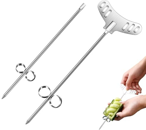 WQNNQW 2 Stück spiralschneider gemüse, Gemüse Rettich Spiralschneider, Handbuch Edelstahl Spiral Chips Cutter, Spiralisator Carving Roller für Früchte Gurke Tornado Chips