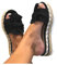 Sandales Plates Femme Bout Ouvert Pantoufles Slip-on Été Claquettes Nu Pieds Semelle Compensée Confortable Chaussures Antidérapant de Plage Wedges Platform Slipper Bohemia Pour Beach (Noir, 39)