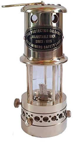 THE ANTIQUE HOUSE Solid Brass 100% Working Nautical Miner Lamp oil Ship Lantern Maritime Gift
