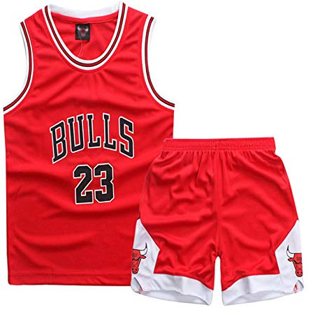 ISOVNUS Magliette Canotta e Pantaloncini da Basket Bambino 2 Pezzi - Completo Pallacanestro Ragazzo Senza Maniche per Bambini 7-8 Anni Rosso