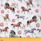 Polsterstoff für Pferde Bauernhof Western Cowboy Cowgirls Meterware Kinder Jungen Mädchen Rosa Blumen dekorativer Stoff mit niedlichem Liebhaber-Herz-Dekor Kawaii-Pferd Steppstoff 92 x 150 (HxB)