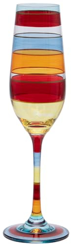 Maturi Copa de champán a rayas pintada a mano, 220 ml, en caja de regalo