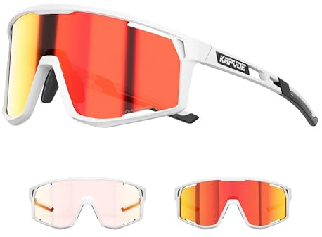 KAPVOE Gafas de Ciclismo Fotocromáticas Hombre Mujer TR90 Gafas de Sol Deportivas Running Transparente Gafas MTB Bicicleta Montaña Gafas Bici BTT Accesorios Rojo