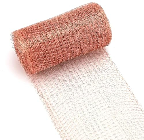 Omevett Pure Copper Mesh Rodent Control 6m/20 Feet Copper Mesh Slug Repellent UK Fine Wire Mesh Roll Rat Mesh Rodent Proofing Wire Metal Mesh for Home Garden Mouse Rat Bat Birds Snails Pigeon