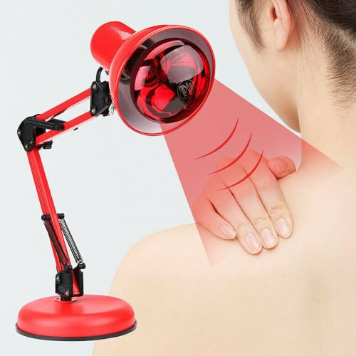 LinaLife 100W IR Infrared Heat Lamp Light Therapy Pain Relief Body Muscle Massage Infrared Red Heat Light Therapeutic Therapy Lamp Relieve Body Joint Pain Muscle Aches Portable Home USE