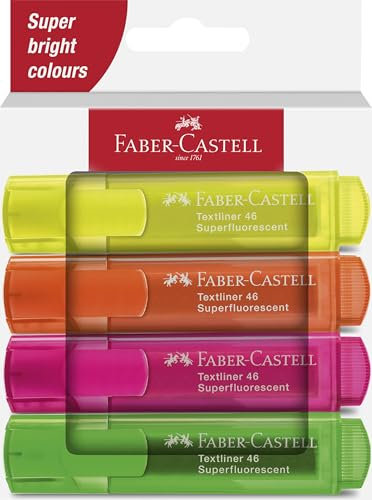 Faber-Castell 254644 Textliner 1546 Textmarker, Neonfarben, 4 Stück