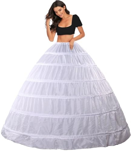 Women's Petticoat Floor Length Underskirt 6 Hoops Crinoline Wedding Petticoats Hoop Skirt Bridal Full A-line Slips 50s Swing Vintage Skirts Dress Shapewear Retro tutu Underdress Plus Size