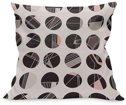 ABAKUHAUS Modern Kissenbezug, Abstrakte Themen Kreise Geometrische Motive Muster, Kissenhülle mit Reißverschluss Beidseitiger Druck, 65 x 40 cm, Taupe Blush