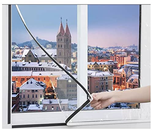 Película aislante magnética transparente para ventana, resistente al viento, a la lluvia, mantiene el calor, lona de PVC con potente banda magnética 21 (transparente, 2,7 x 3 m)