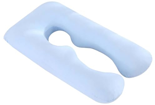 BIUDECO U Shaped Pregnancy Pillow Case with Zipper Soft Arm Body Cushion Cover for Pregnant Women Side Sleeping Support 48.42X25.59In Washable Sky Blue