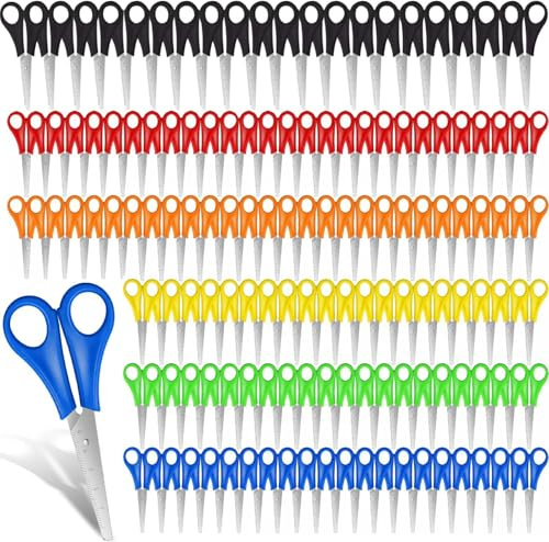 240 Pcs Kids Scissors Bulk for School 5'' Student Scissors Child Scissors Blunt Tip Safety Scissors Stainless Steel Paper Scissors for Kindergarten Primary Craft Project (240)