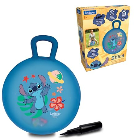 Lexibook, Stitch Pallone Gonfiabile con Palline Luminose e Colorate Integrate, Pompa a Mano Inclusa, plastica sicura e Resistente, Blu, BG040D